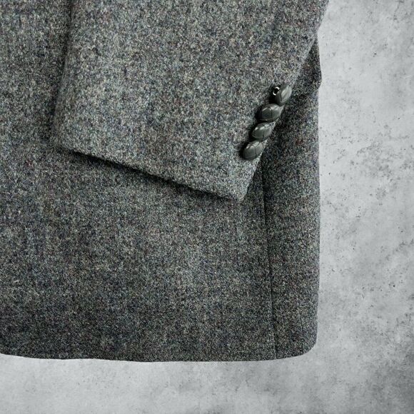 Vintage 1980s Harris Tweed Sport Coat Jacket Multicolor Heather Herringbone 44R - Picture 5 of 12